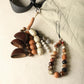 Bead charm with coconut shell bells, seed beads, and keyring hook on bag