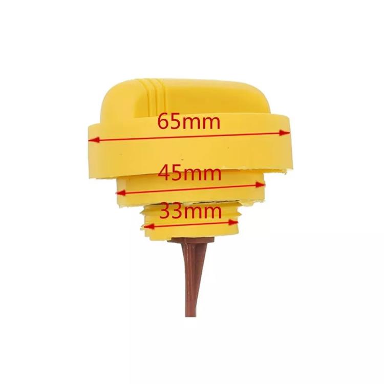 Engine oil dipstick yellow gauge cap with 65mm, 45mm, 33mm markings