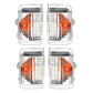 Set of four turn signal lights with clear housings and orange reflector LED arrays