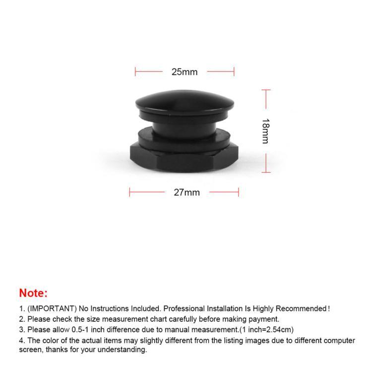 Rear glass strut kit cap with hex base, shown with length measurement markings