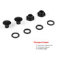 Rear glass strut kit hardware set: black caps, aluminum nuts, and rubber seals