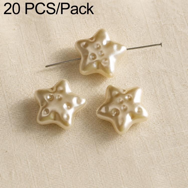 Beige star faux pearl beads with small raised detail, on metal pin stems
