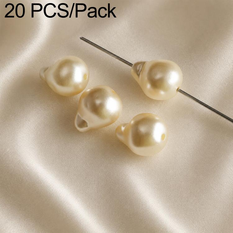 Cream teardrop faux pearl beads with metal pin stems for DIY crafts