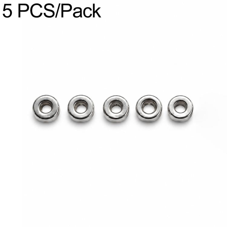Metal round spacer beads with center hole, 5-pack, silver-tone