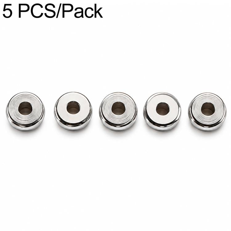 Metal round spacer beads with center hole, 5-pack, flat front ring design