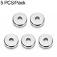 Silver-tone round spacer beads with center hole, 5-pack, domed top profile