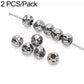 Silver-tone textured round spacer beads with center holes, 2-pack on a pin