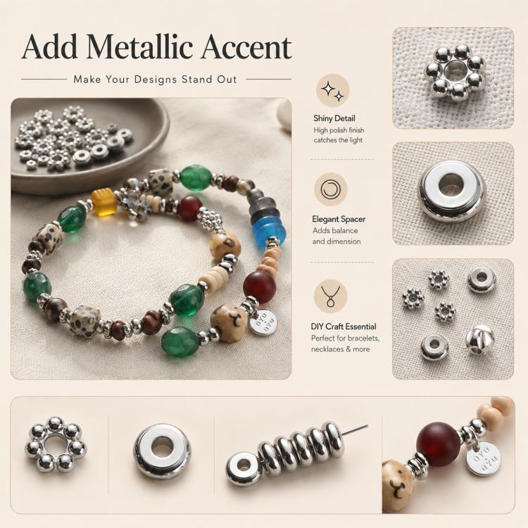 Tarnish-Resistant Titanium Steel Spacers and Beads DIY Accessories for Phone Straps
