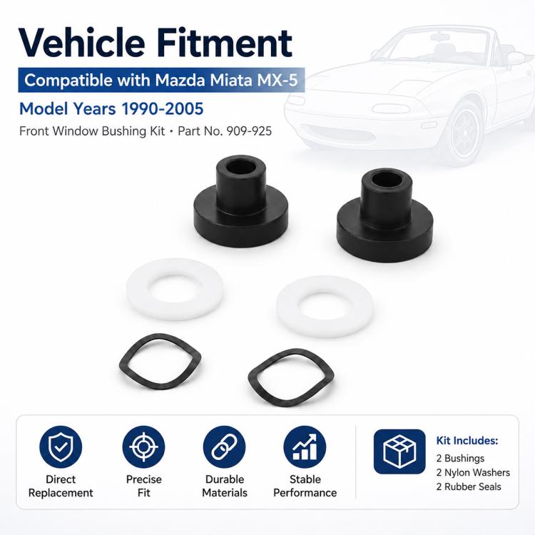 2 PCS/Pack Car Front Window Bushing Kit for Mazda Miata MX-5 1990-2005 909-925