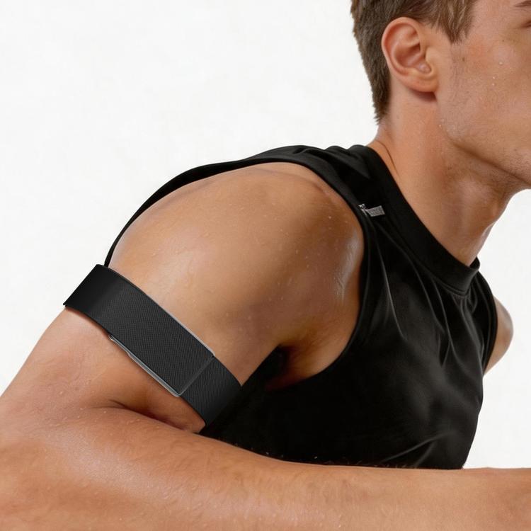Metal Frame Magnetic Clasp Elastic Nylon Arm Band, For Amazfit Helio Strap