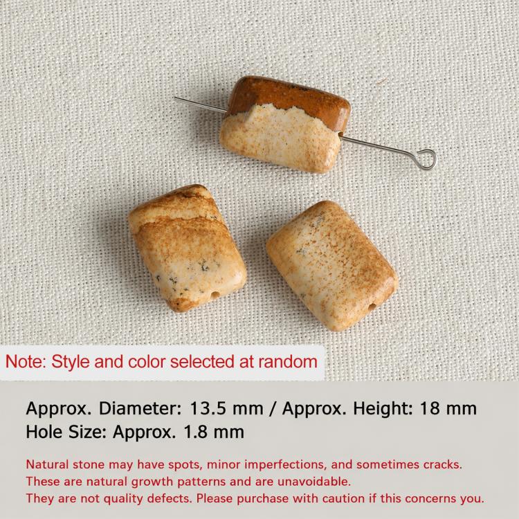 Natural orange rectangular stone beads with drilled hole, for DIY jewelry making.