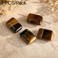 Natural white stone beads with black speckles, rectangular with drilled hole for DIY.