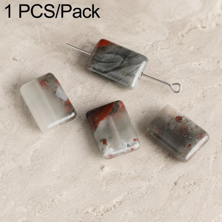 Natural green and black marbled rectangular stone beads with drilled hole for DIY jewelry.