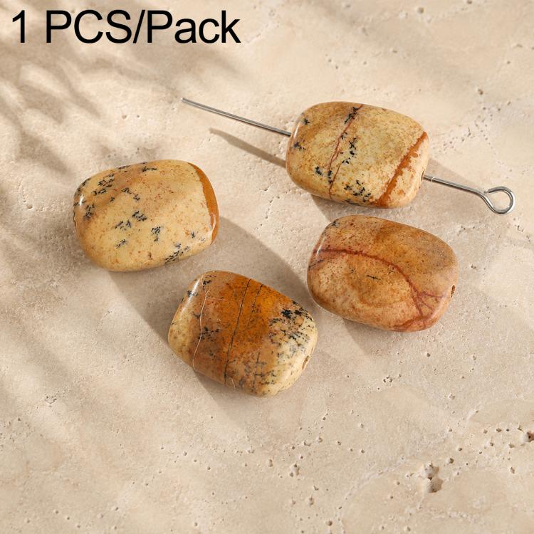 Natural orange-brown rectangular stone beads with drilled hole for DIY jewelry making.