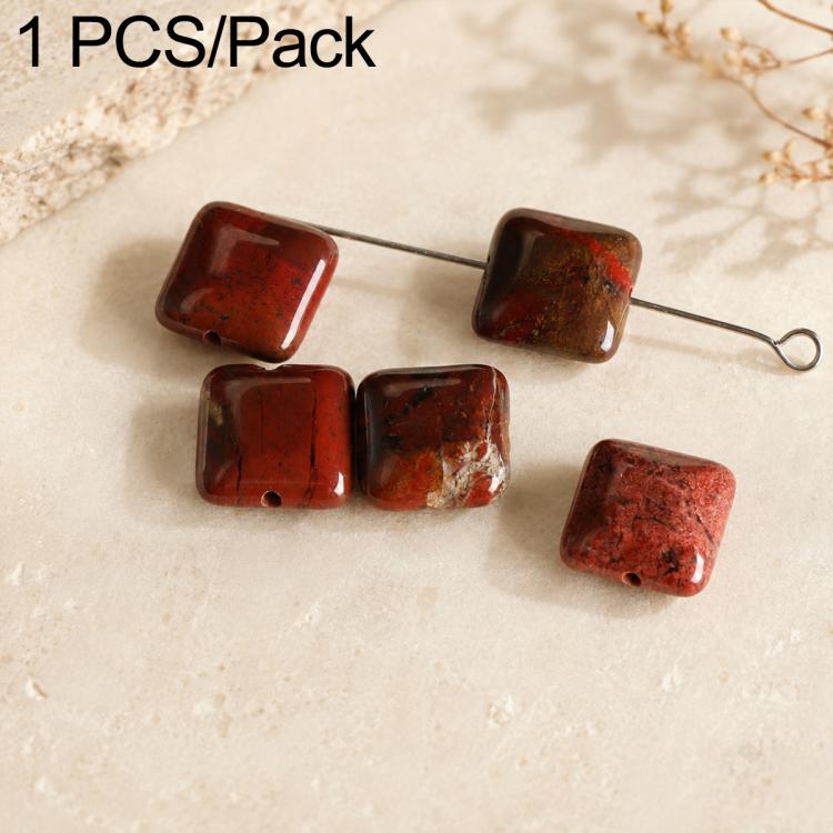 Square red-brown stone beads on wire pin, faceted look for bracelet or necklace DIY