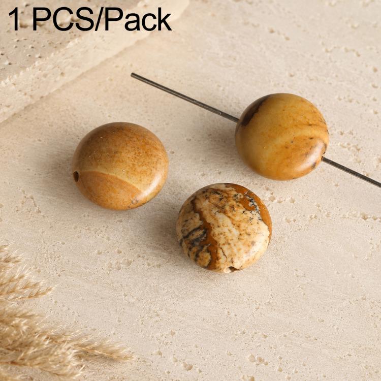 Round tan and brown speckled stone beads on wire pin, polished finish