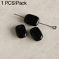Square black stone beads on wire pin, glossy polished finish for DIY jewelry