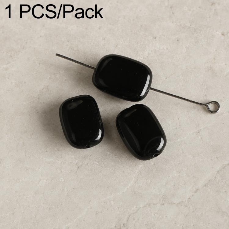 Square black stone beads on wire pin, glossy polished finish for DIY jewelry