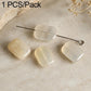 Ivory off-white rectangular stone beads with drilled holes on silver pin, 1-piece pack