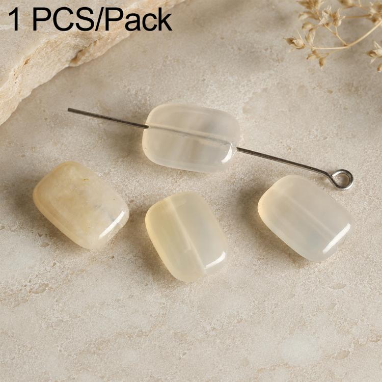 Ivory off-white rectangular stone beads with drilled holes on silver pin, 1-piece pack