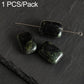 Dark green-black rectangular stone beads with drilled holes on silver pin, 1-piece pack
