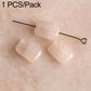 Soft pink translucent rectangular stone beads with drilled holes on silver pin, 1-piece pack
