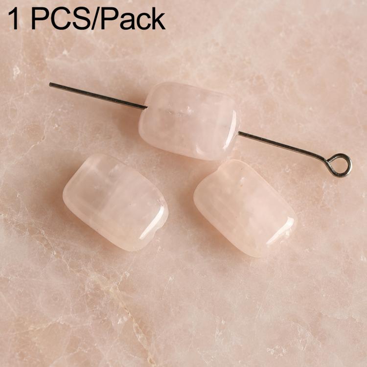 Soft pink translucent rectangular stone beads with drilled holes on silver pin, 1-piece pack