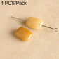 Honey yellow rectangular stone beads with drilled holes on silver pin, 1-piece pack
