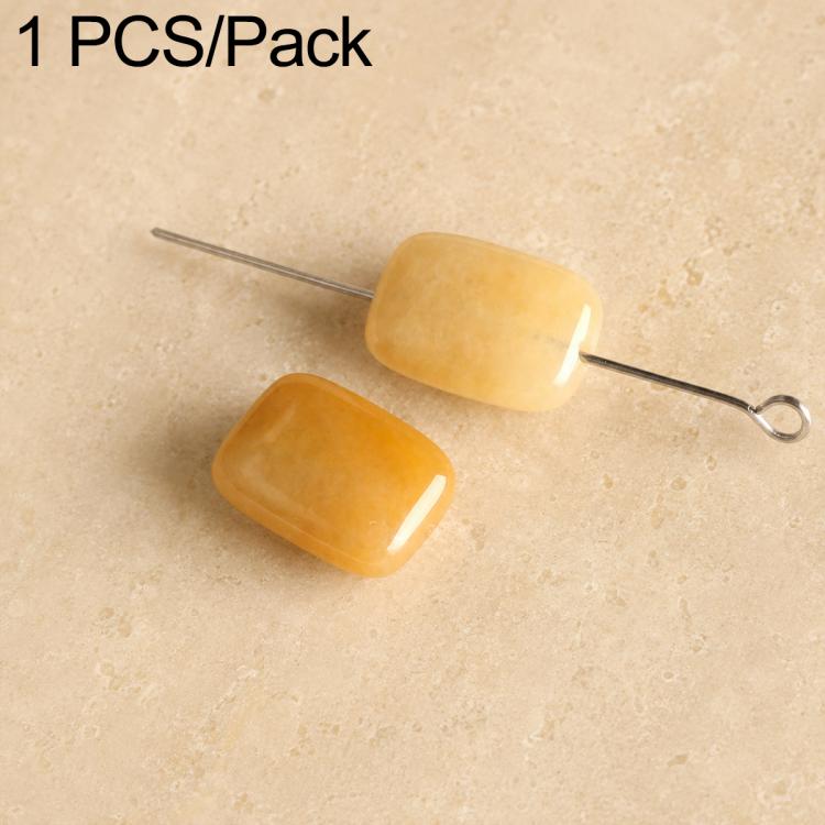 Honey yellow rectangular stone beads with drilled holes on silver pin, 1-piece pack