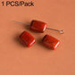 Reddish brown rectangular stone beads with drilled holes on silver pin, 1-piece pack
