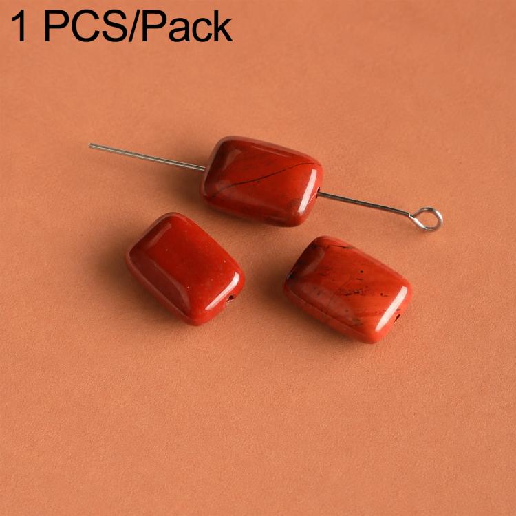 Reddish brown rectangular stone beads with drilled holes on silver pin, 1-piece pack
