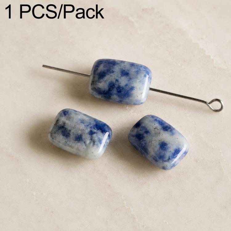 Blue patterned square stone beads on headpin, 1-piece pack