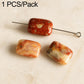Red and cream square stone beads on headpin, 1-piece pack