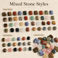 Assorted square and round natural stone beads, mixed colors