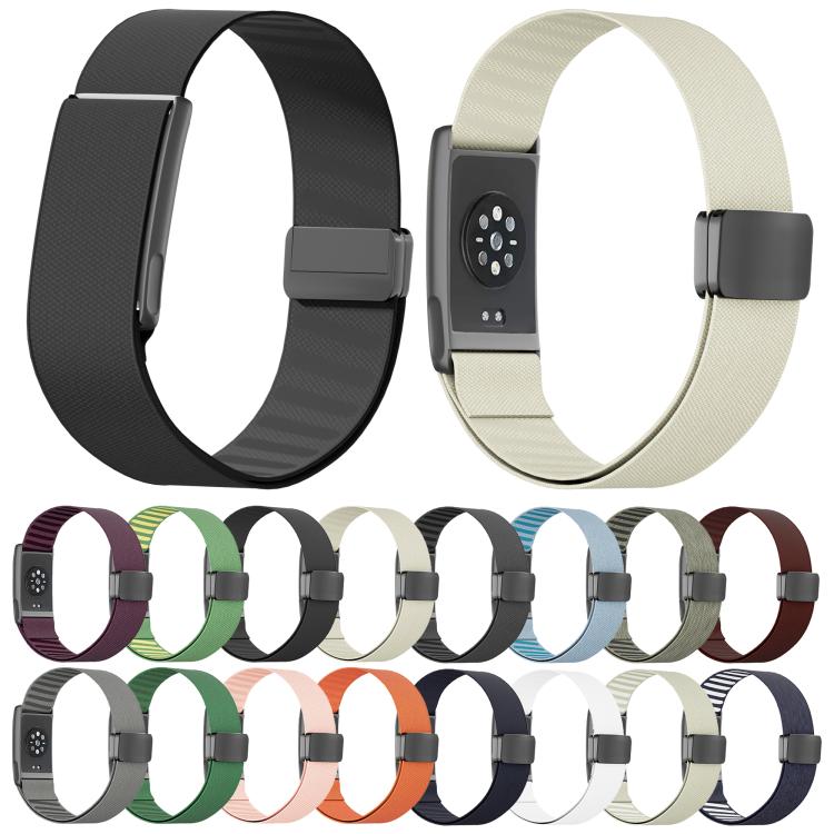 Metal Frame Magnetic Clasp Inner Twill Nylon Arm Band, For Amazfit Helio Strap