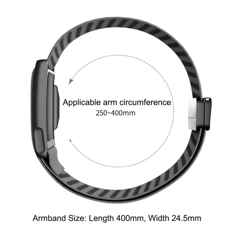 Metal Frame Magnetic Clasp Inner Twill Nylon Arm Band, For Amazfit Helio Strap