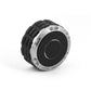 Car control knob, black center with silver ring and ribbed black outer housing