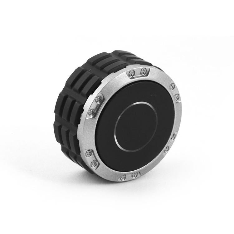 Car control knob, black center with silver ring and ribbed black outer housing