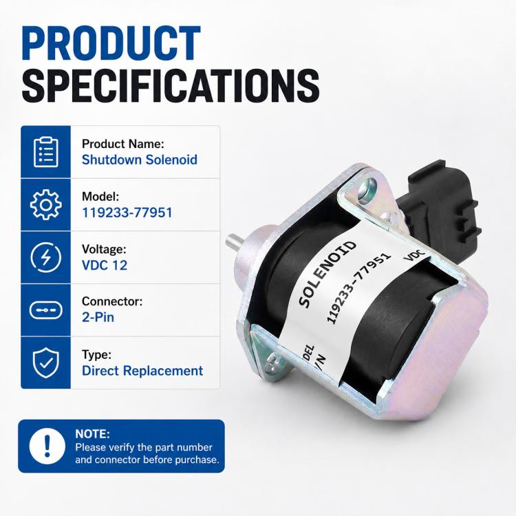 Shutdown solenoid valve with metal mounting flange and black 2-pin connector
