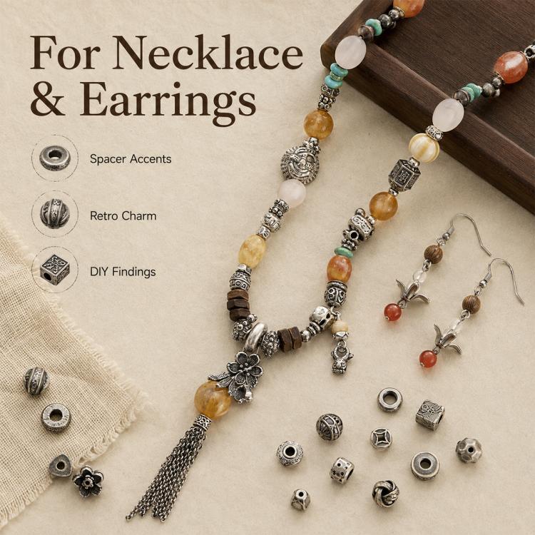 Tarnish-Resistant Vintage Silver Spacers and Beads DIY Accessories