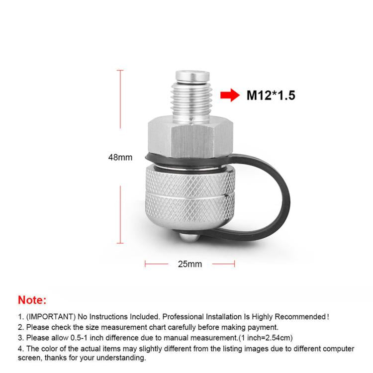 Magnetic oil drain valve, M12x1.5 threaded inlet, knurled stainless body