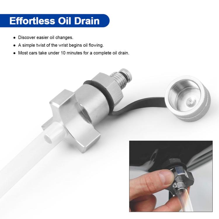 Stainless steel oil drain valve with threaded fitting and drain tube cap