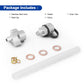 Oil drain valve kit with stainless valve, cap, gaskets, clamp, and drain tube