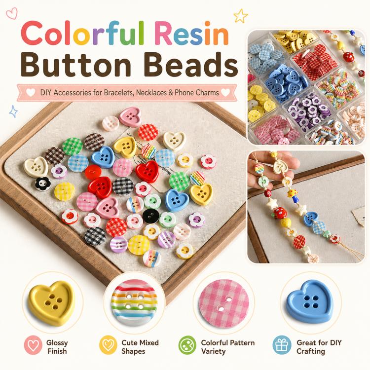 20 PCS/Set Colorful Resin Buttons for DIY Bracelets Accessories