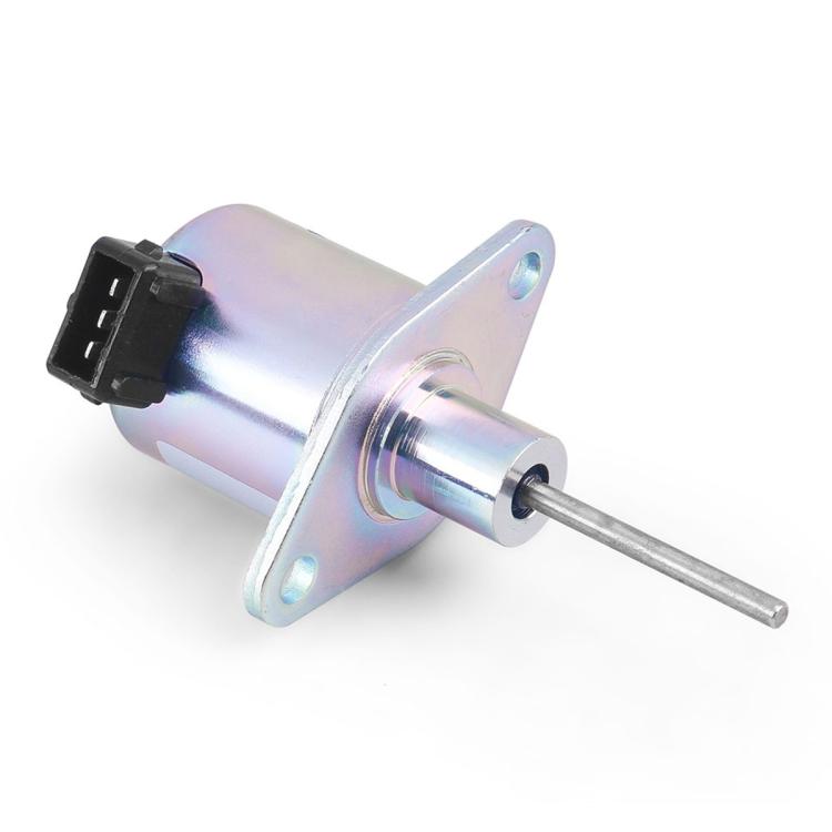 Metal shutdown solenoid valve with side plunger rod and electrical connector plug