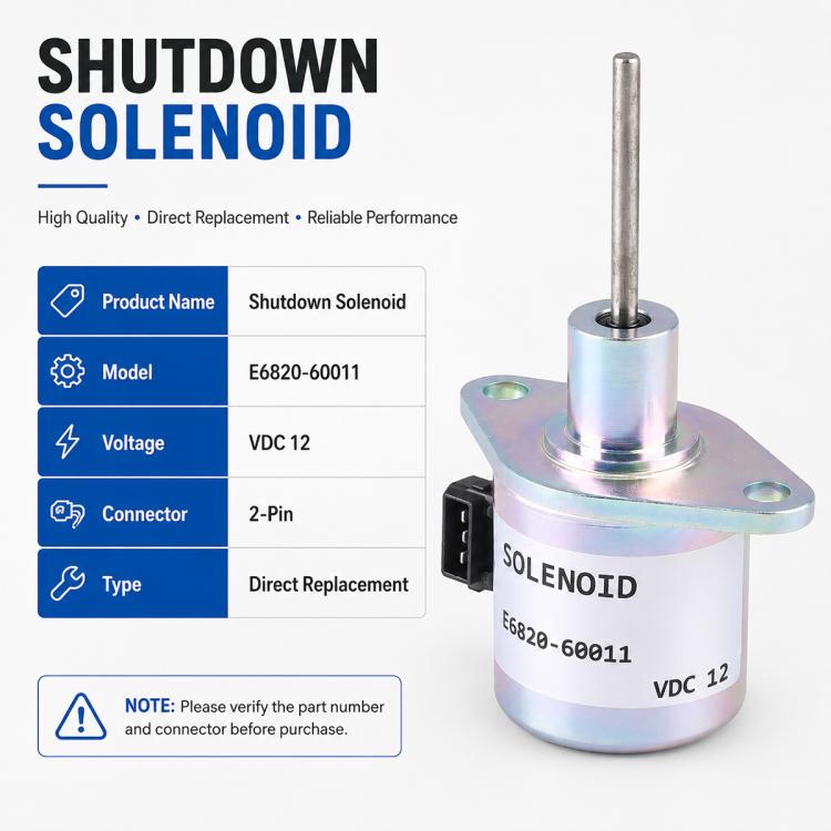Shutdown solenoid valve with mounting flange, plunger rod, and 2-pin connector
