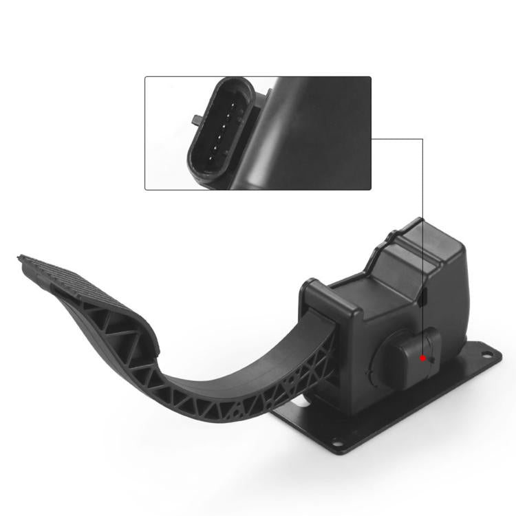 Black electronic throttle accelerator pedal with ribbed foot pad and mounting base