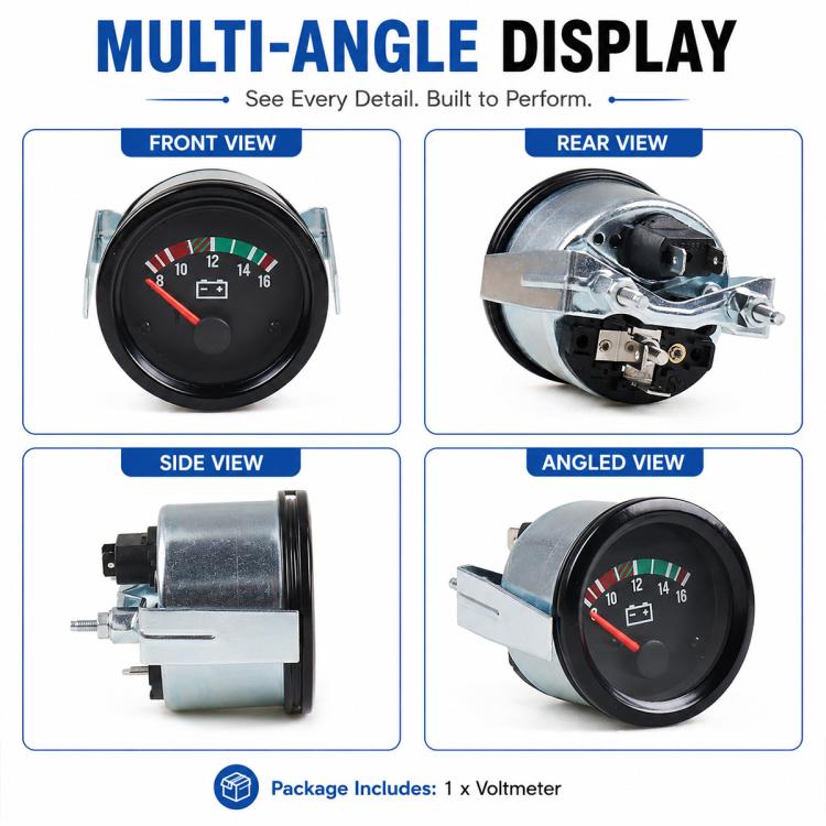 52mm High-precision Pointer-type 8-16V Voltmeter, 52mm Voltmeter