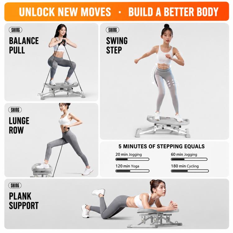 2-in-1 swing stepper for balance, lunges, and plank support at home