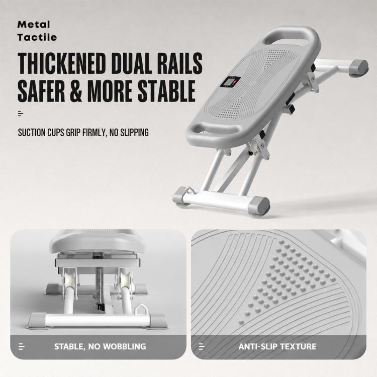 White 2-in-1 swing stepper with thick dual rails and anti-slip textured platform